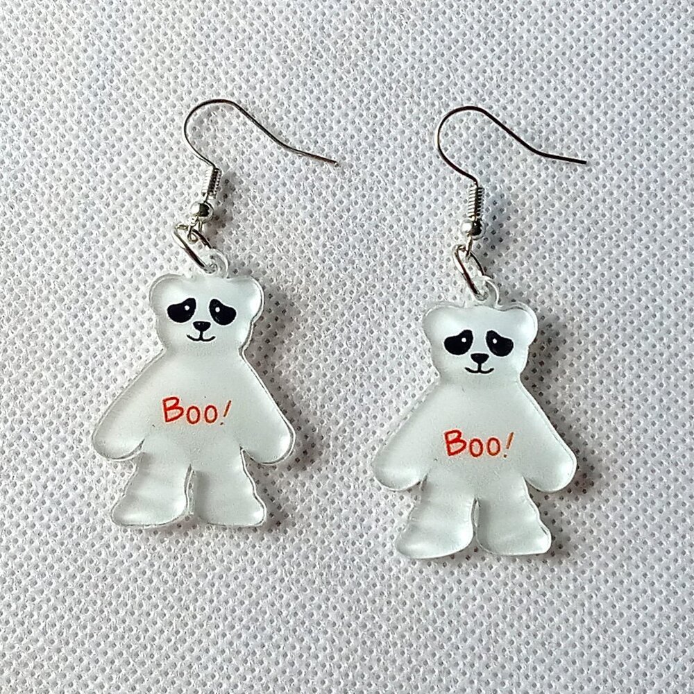 Adorable BOO! Bear Earrings, Halloween Earrings, Cute Earrings, Fun Earrings